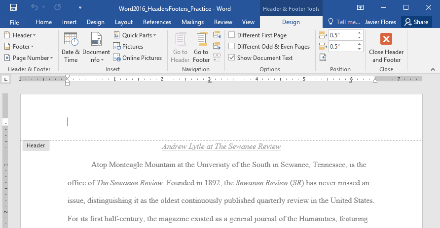 How To Remove Header And Footer In Word 2016