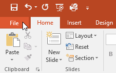 Clicking the File tab - www.office.com/setup