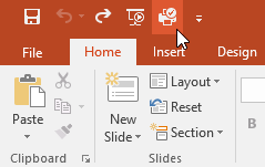 The command added to the Quick Access toolbar - www.office.com/setup
