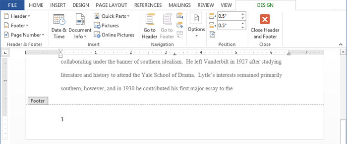 Screenshot of Word 2013