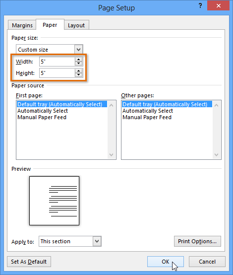 How To Set Paper Size In Word