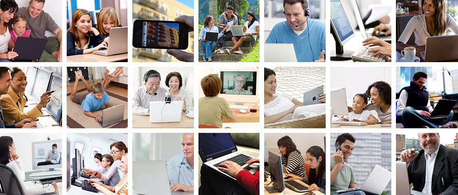 grid of people using computers