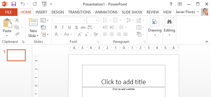Screenshot van PowerPoint 2013