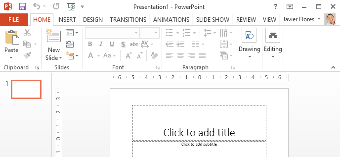 Skjermbilde av PowerPoint 2013