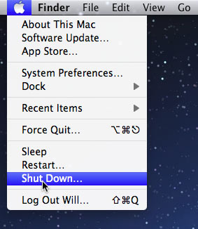 Mac OS X afsluiten