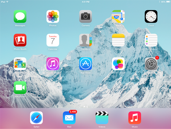 screenshot van Apple iOS op iPad