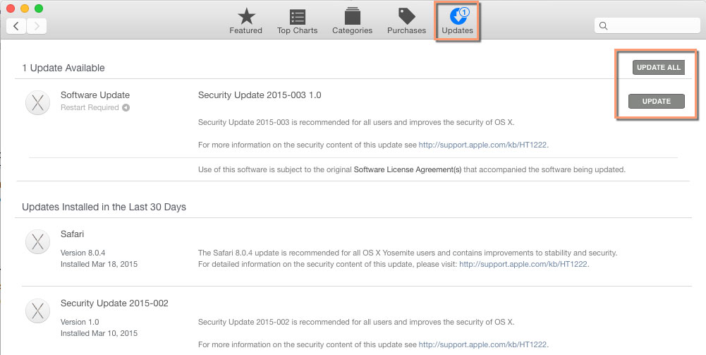 Mac App Store-updatepagina