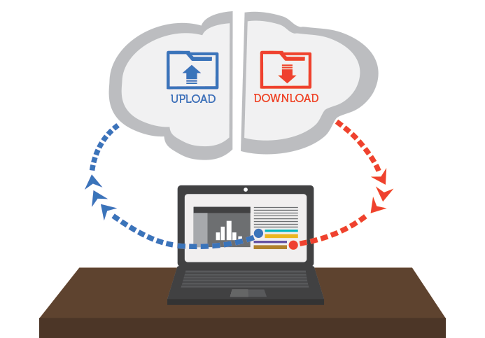 Diagram abstrak download dan upload