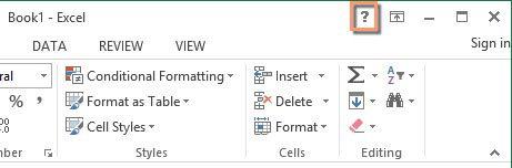 Help-knop in Excel