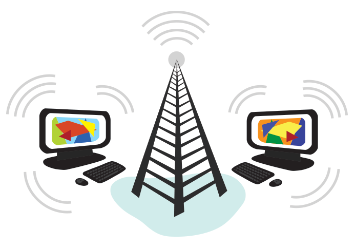 Komputer terhubung ke internet secara nirkabel