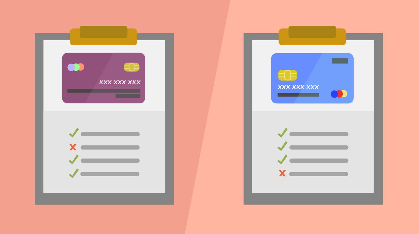 illustration of two credit card options