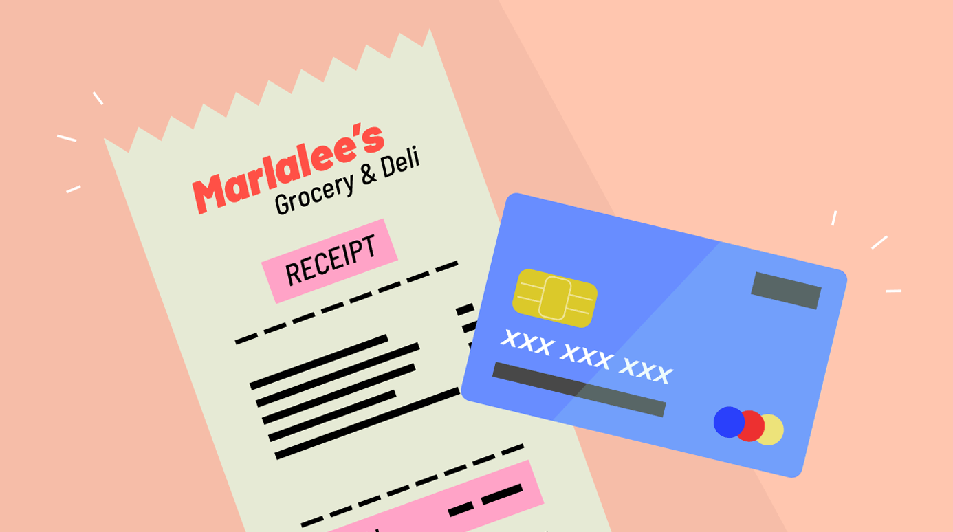 illustration of a credit card with a receipt