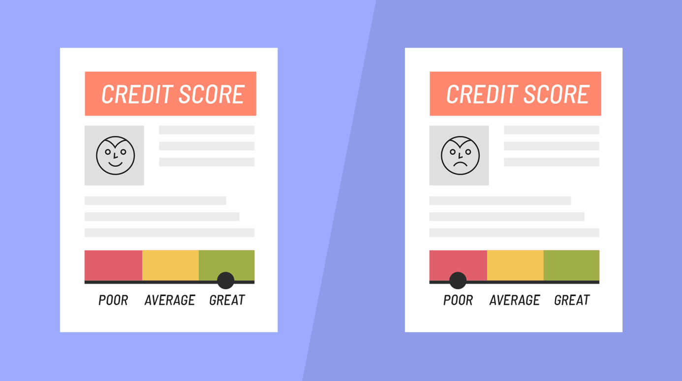 illustration of a good credit score and a bad credit score