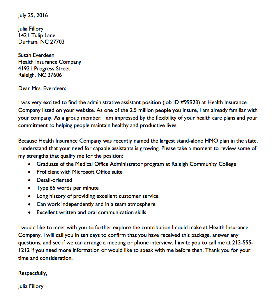 example of a well-written cover letter