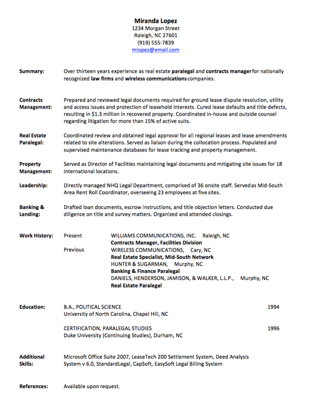 example of employment history in resume