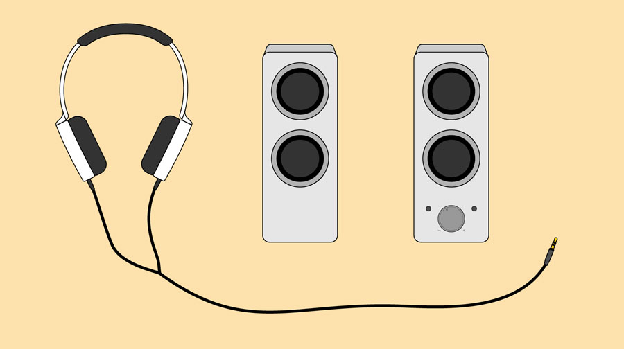headphones and speakers