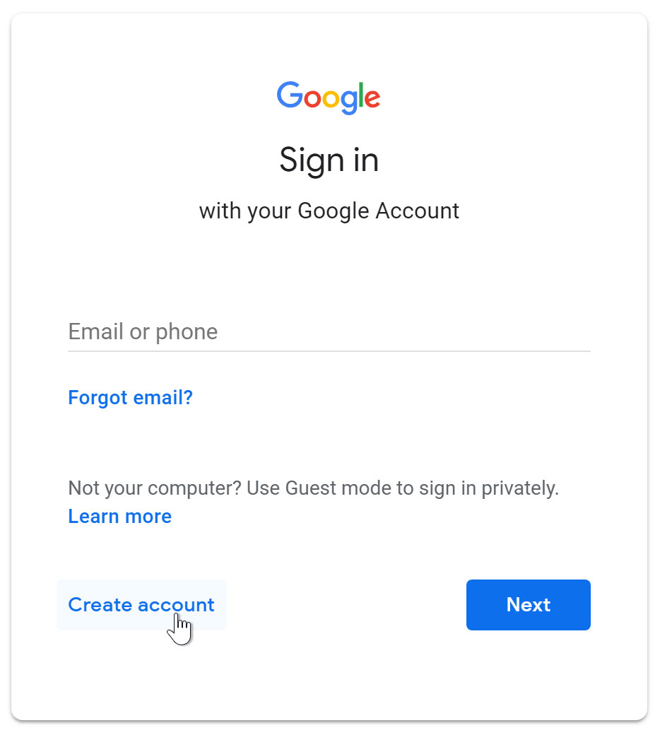 Create Account Button 