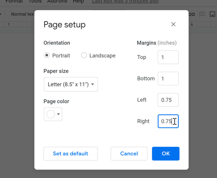 setting page margins
