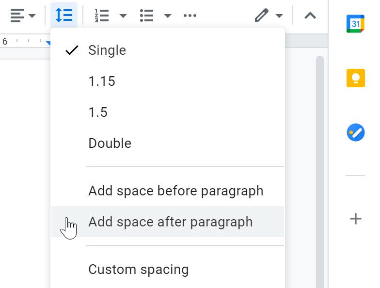 adding space after paragraph
