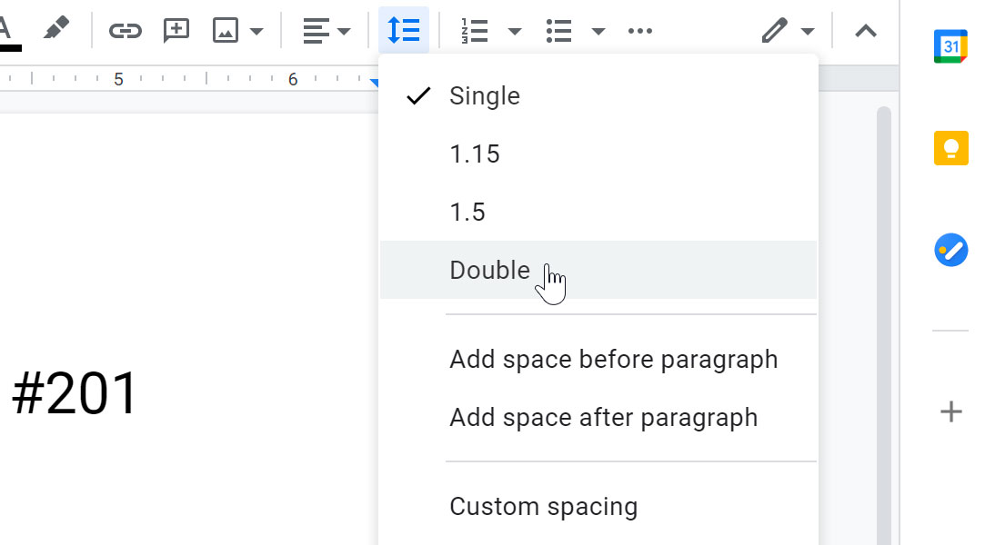 viewing line spacing options