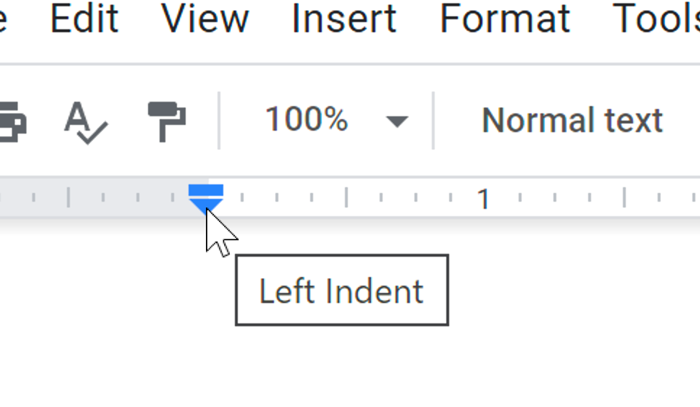 Showing Left indent marker