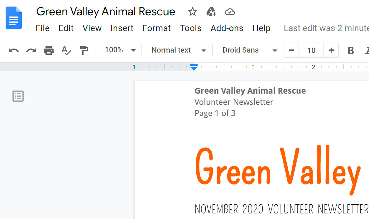 Google Docs: Headers, Footers, and Page Breaks