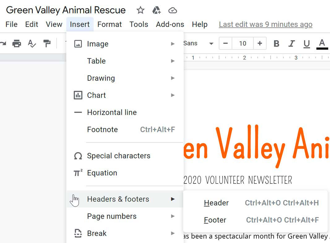 Google Docs: Headers, Footers, and Page Breaks