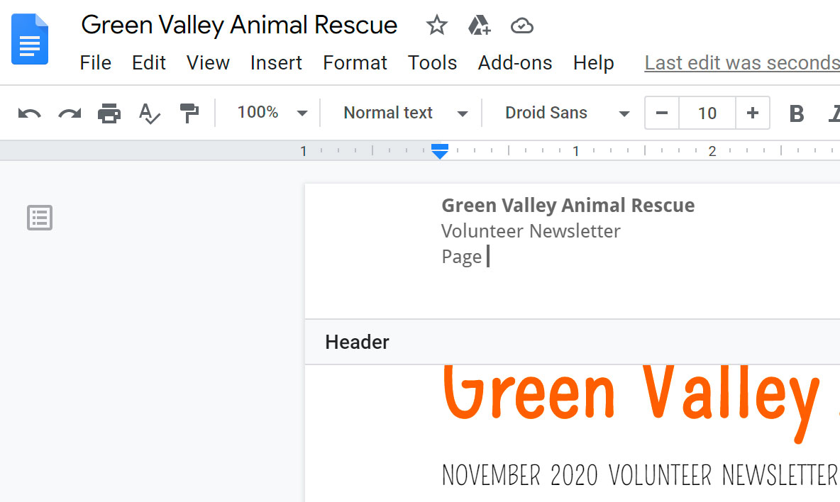 Google Docs: Headers, Footers, and Page Breaks