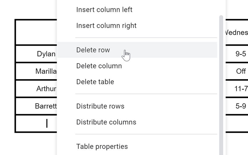 How To Delete A Row In Google Docs