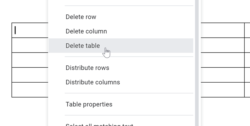 Google Docs Working with Tables