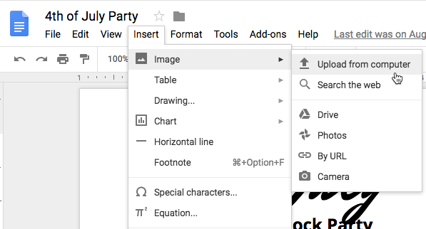 Google Docs Inserting Images