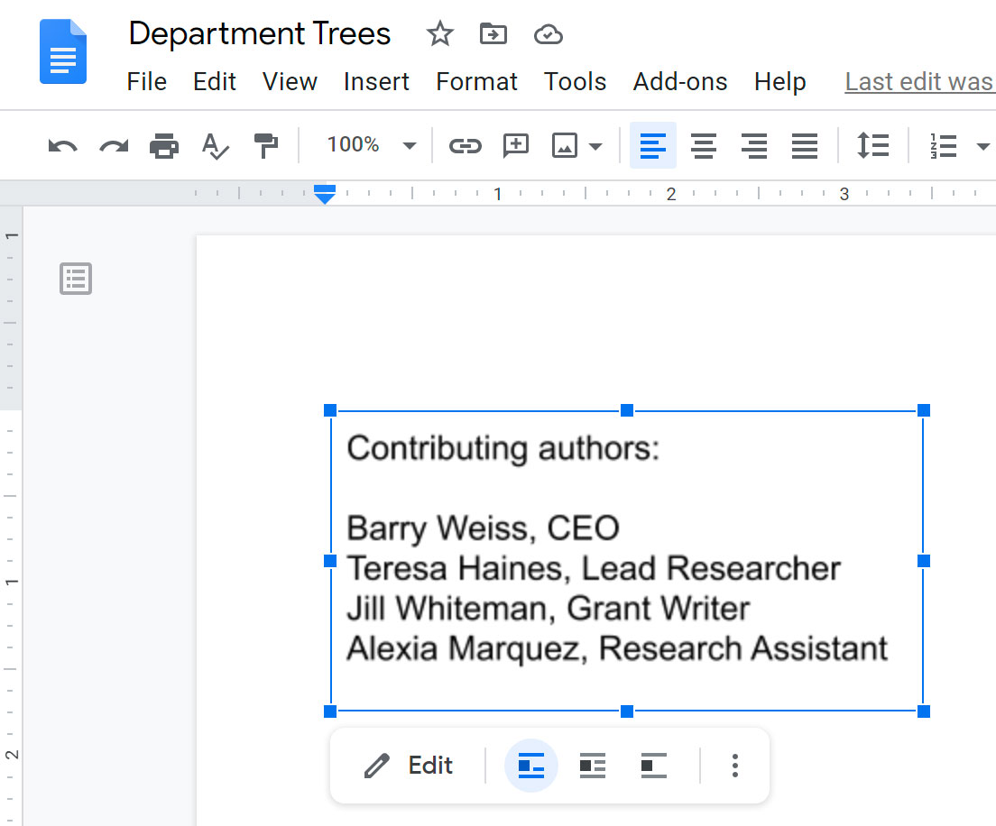 insert text box into google docs