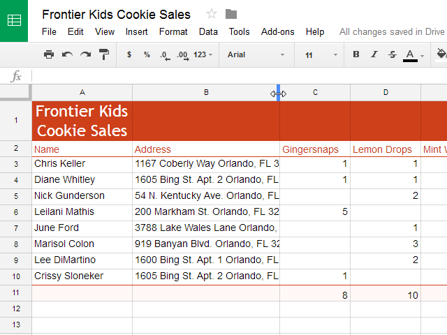 Automatically resize columns (autofit column width) with “Fit to data” in  Google Sheets