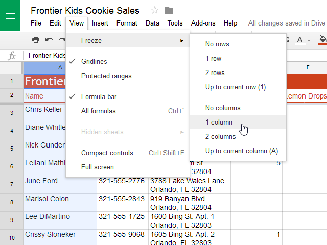 How to make all cells same size in google sheets