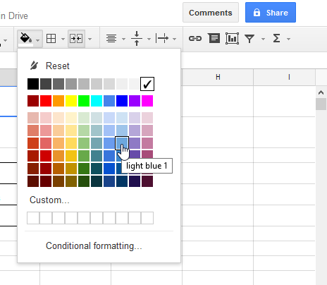 Google Sheets: Formatting Cells