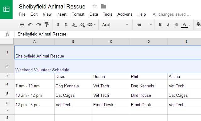 How to make all cells same size in google sheets