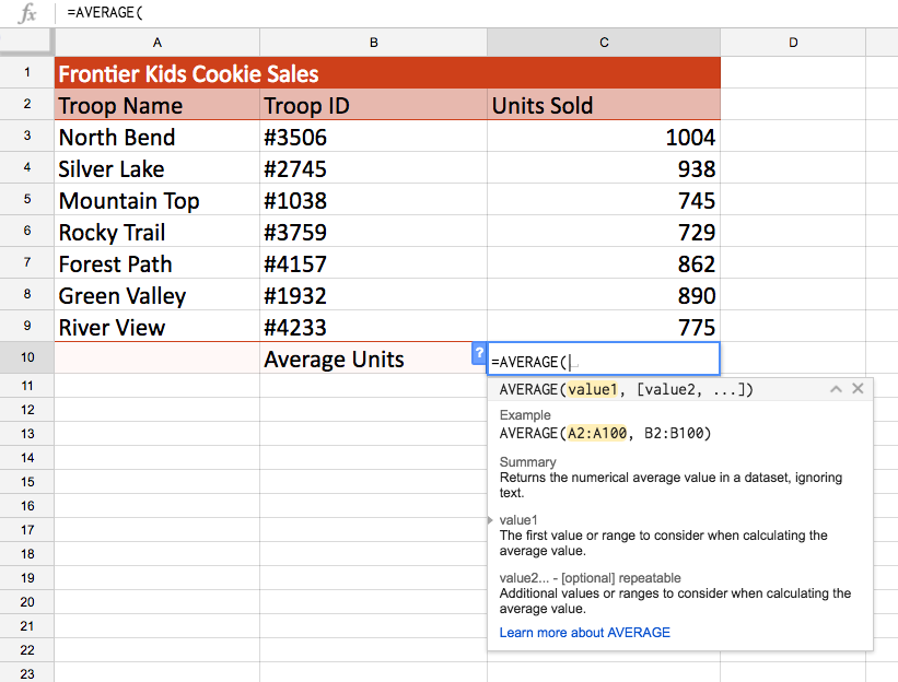 Google Sheets Functions   Manual Function Argument 