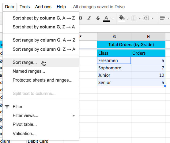 Google Sheets Sorting and Filtering Data