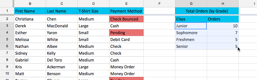 Selecting a range