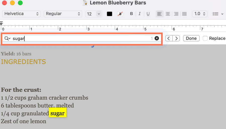 using a shortcut to find a word in the TextEditor