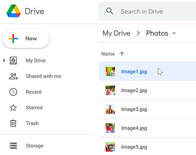 visualizzare le foto in Google Drive