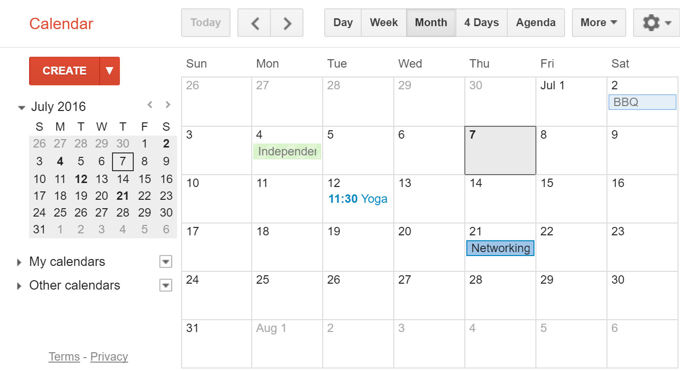Gmail calendar