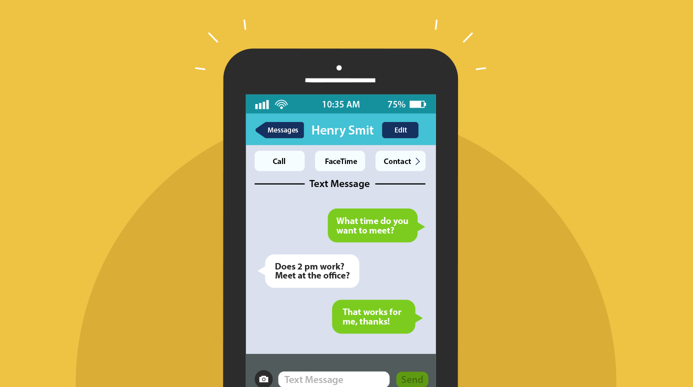illustration of a text message conversation