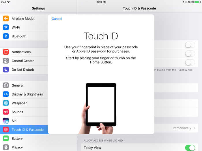 Ipad id. Touch ID IPAD. IPAD settings. Айпад с тач айди.