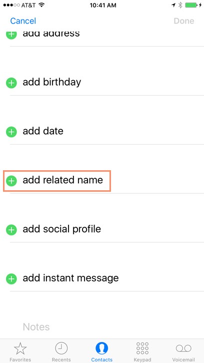 iOS Select Contact