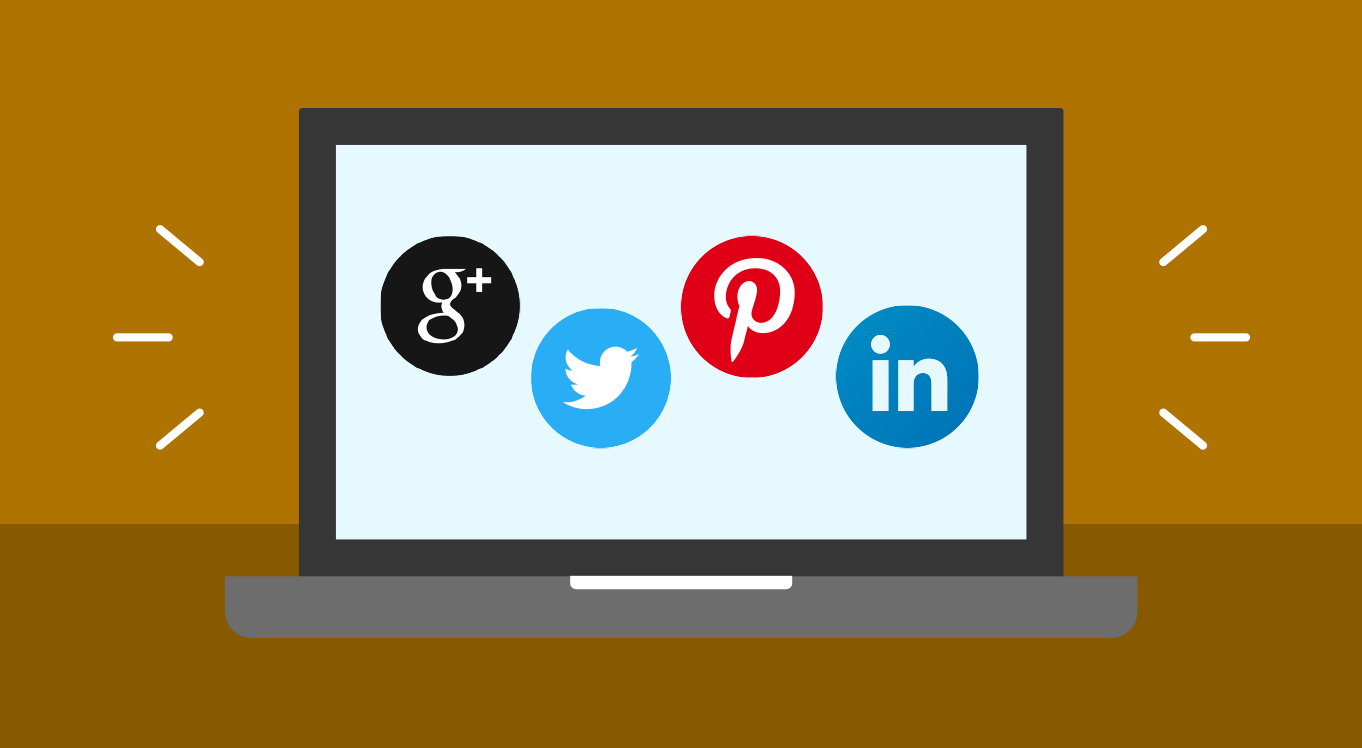 illustration of a laptop with social media symbols