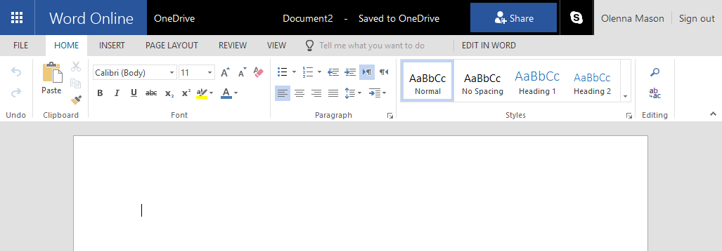 onedrive online word