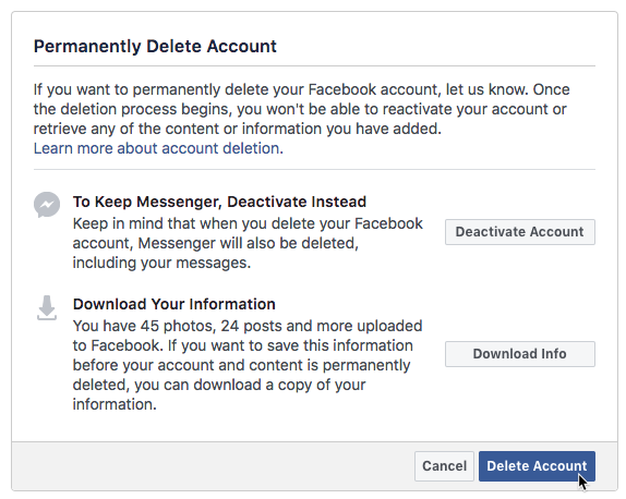 Facebook Deactivating Your Facebook Account