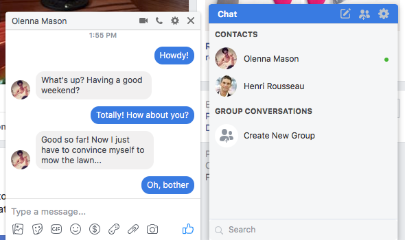 open facebook messenger conversation from begining