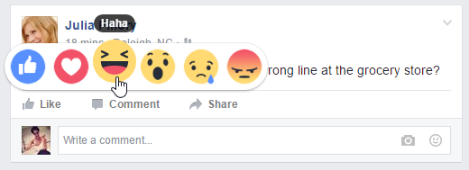reactions in facebook